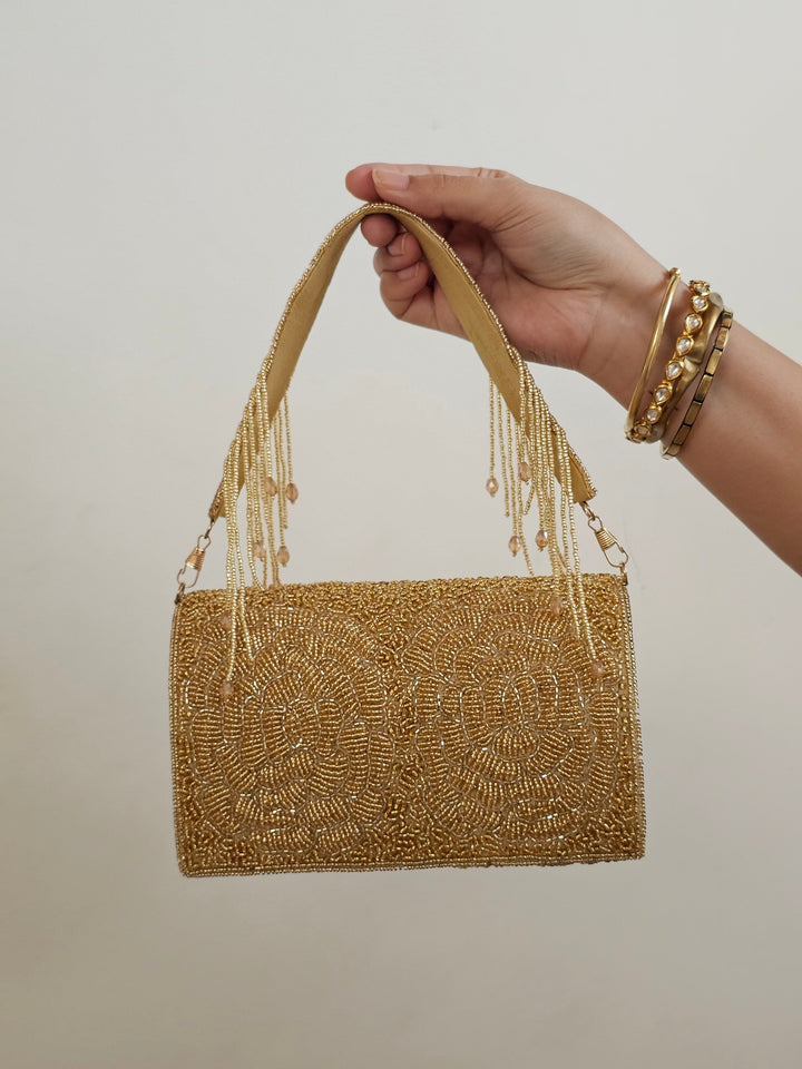 Rosette Golden Beads Work Bag