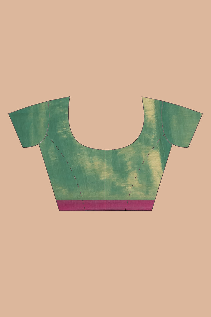 Green dual tone shimmer cotton saree | SHOBITAM