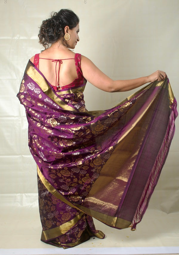 Rose Luxe - PRE-ORDER Royal Handwoven Jamdani Silk Saree | SILK MARK CERTIFIED | SHOBITAM