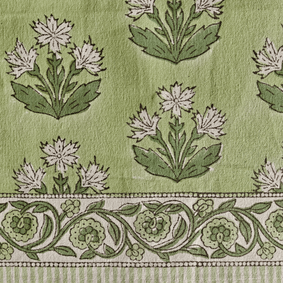 Pastel Florals Block Print Table Runner – 72" x 13", 100% Cotton-SHOBITAM