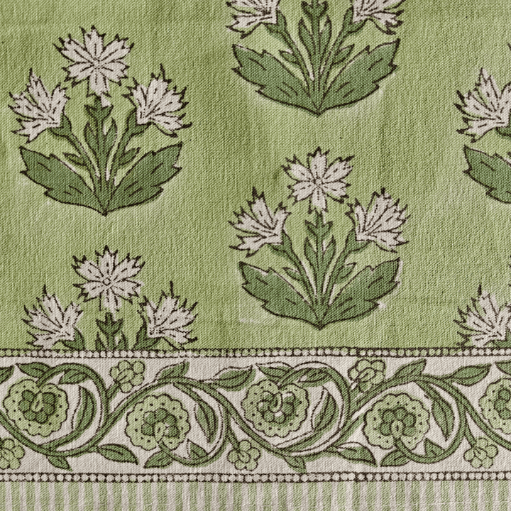 Pastel Florals Block Print Table Runner – 72" x 13", 100% Cotton-SHOBITAM
