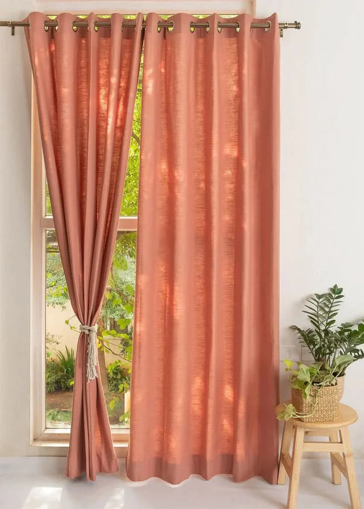 Sandstone 100% cotton plain curtain - Customizable for size, lining and headers
