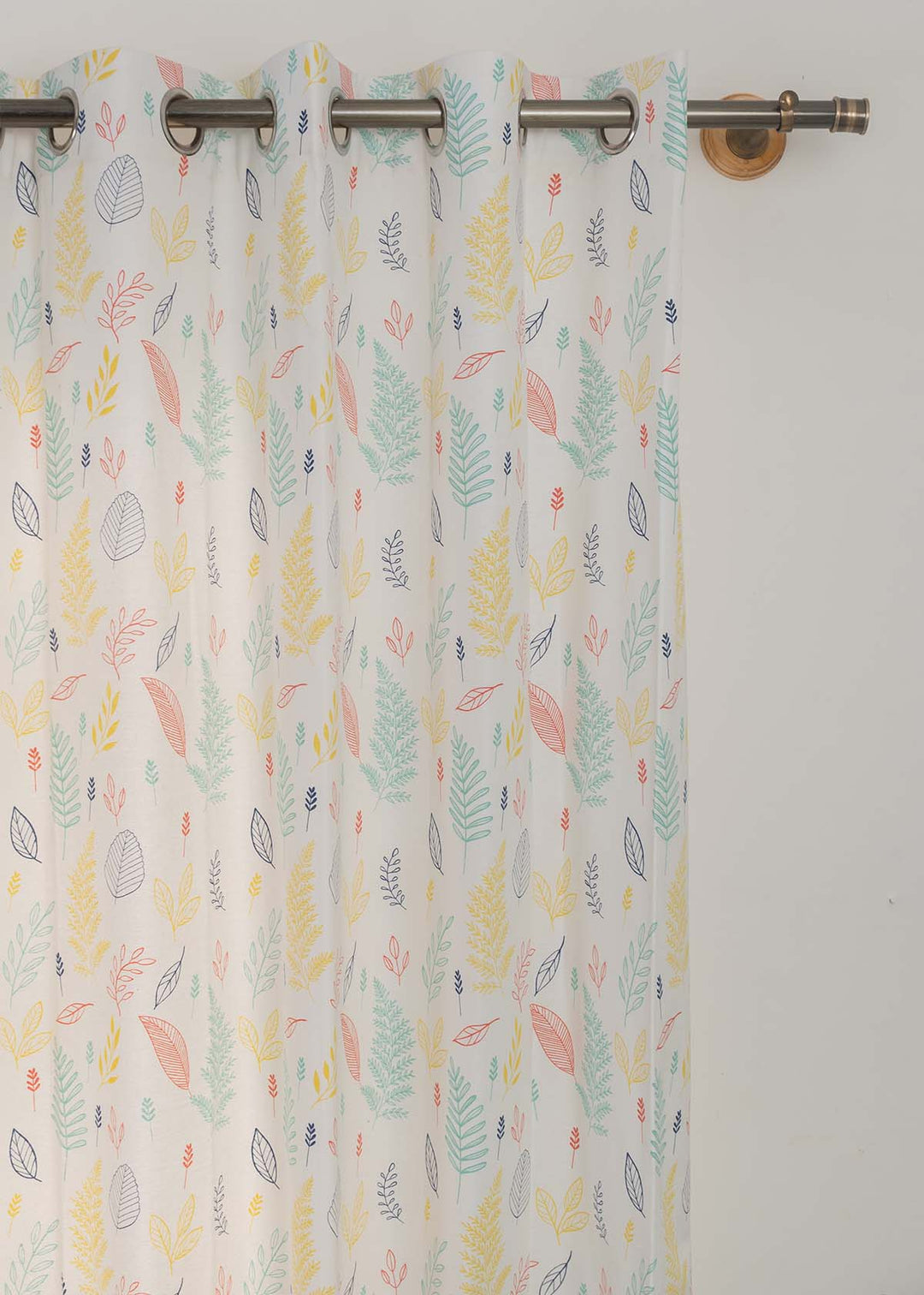 Rustling Leaves Multicolor 100% cotton floral curtain for bed room - Light Reduction - Single Piece | SHOBITAM
