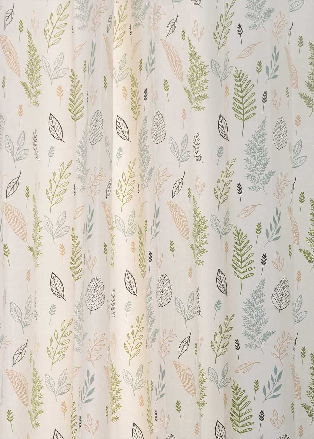 Rustling Leaves Green 100% cotton floral curtain for bed room - Light Reduction - Single Piece | SHOBITAM