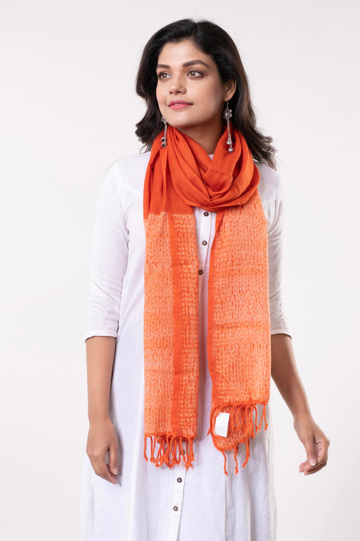 Hand woven Shibori Wool Stole | SHOBITAM
