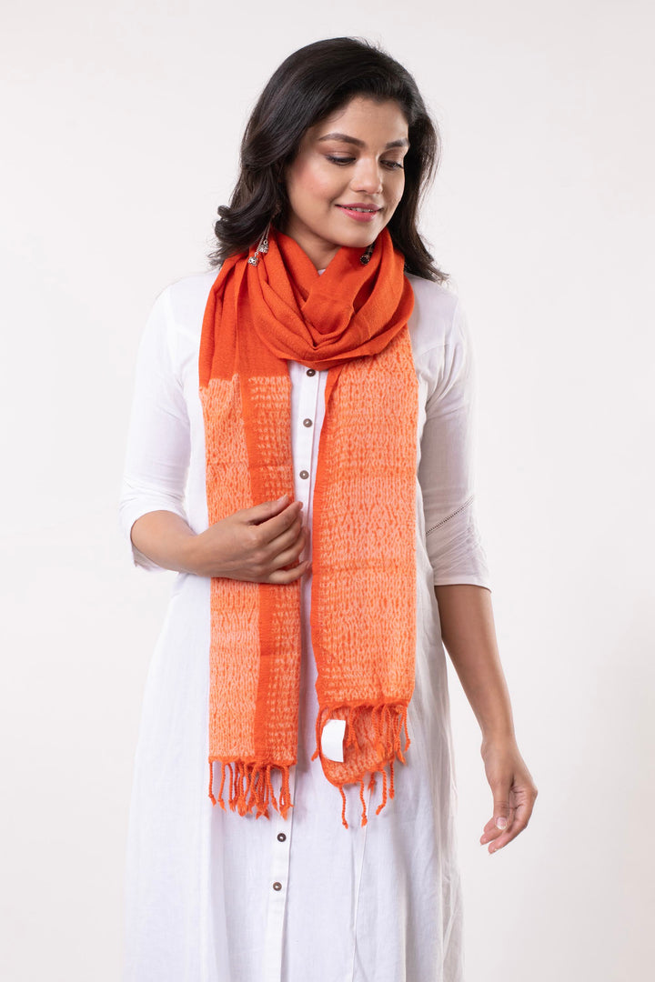 Hand woven Shibori Wool Stole | SHOBITAM