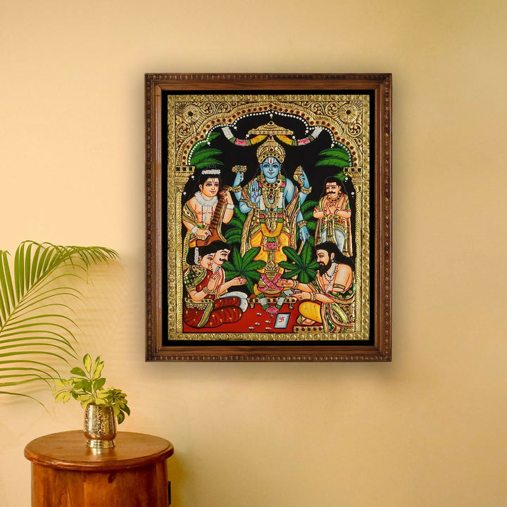 TANJORE PAINTING SATHAYANARAYANA 12*10 | SHOBITAM