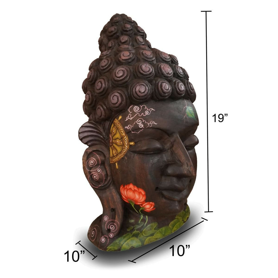 BUDDHA HAND PAINTED VAAGAI WOODEN HEAD-SHOBITAM