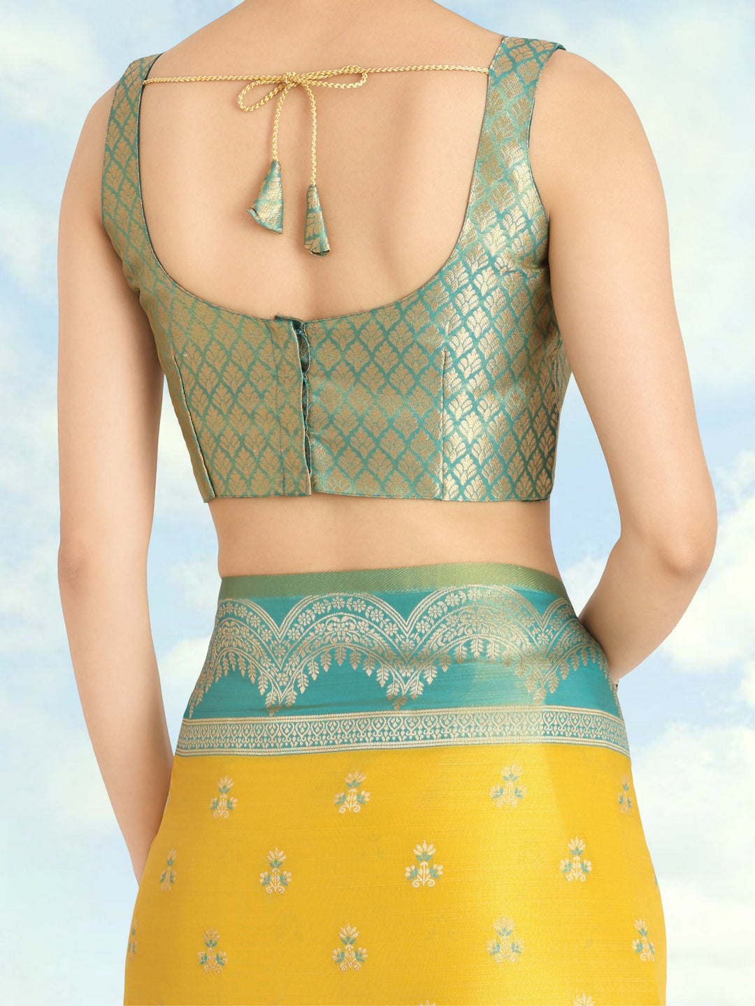Yellow Color Weaving Semi Banarasi Tissue Silk Saree | SHOBITAM