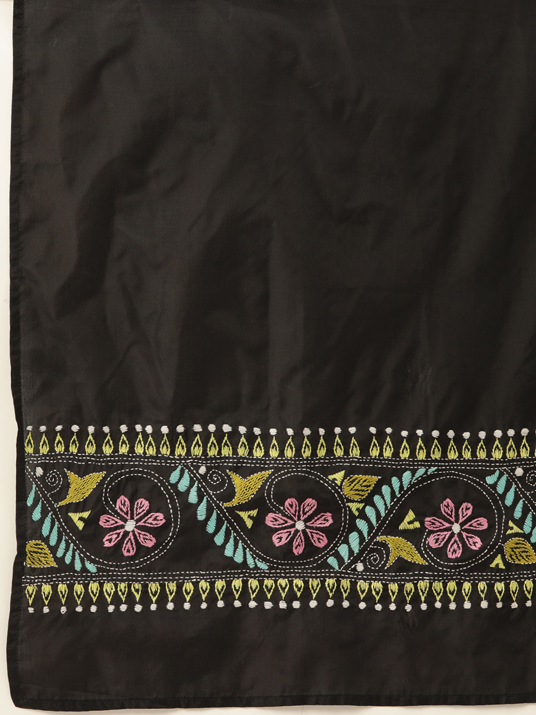 Black & Yellow Kantha Silk Stole | SHOBITAM
