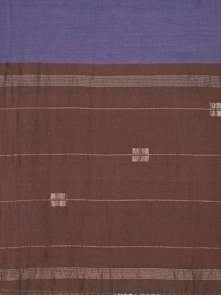 Purple Handloom Jamdani Cotton Saree with Zari Border