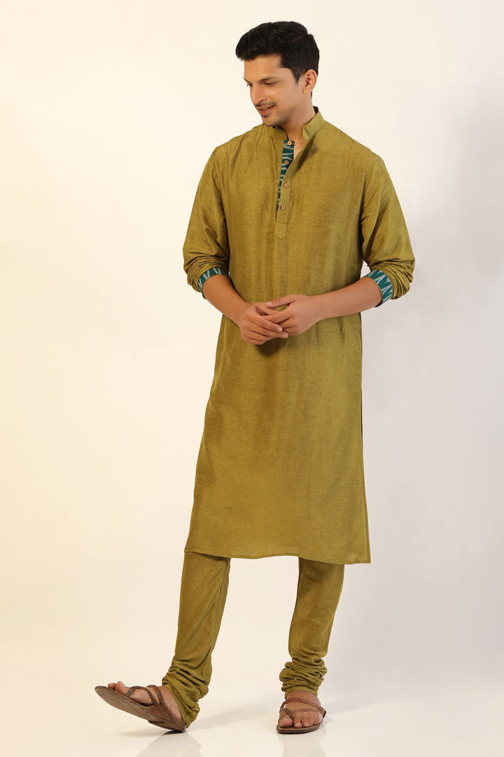 Sage green set of - 3 ( kurta + churidar + jacket ) | SHOBITAM