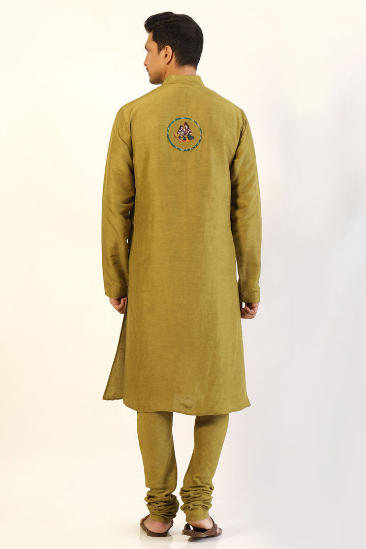 Sage green set of - 3 ( kurta + churidar + jacket ) | SHOBITAM