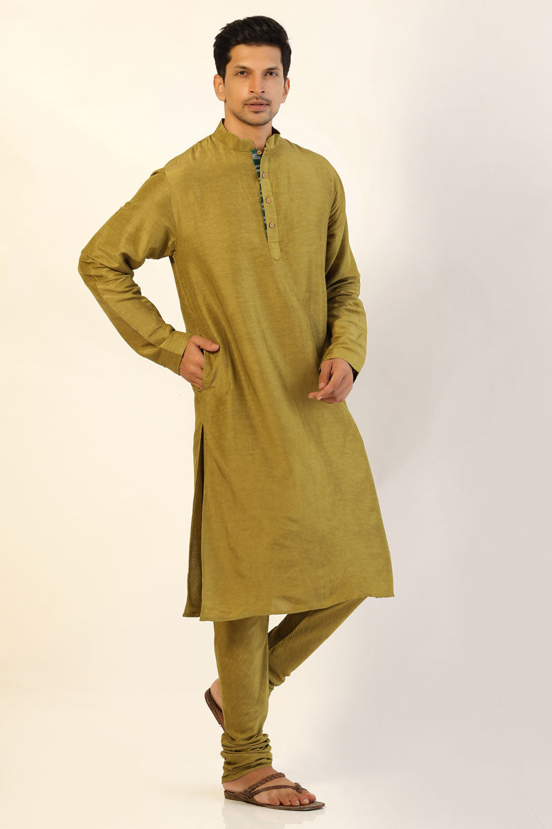 Sage green set of - 3 ( kurta + churidar + jacket ) | SHOBITAM