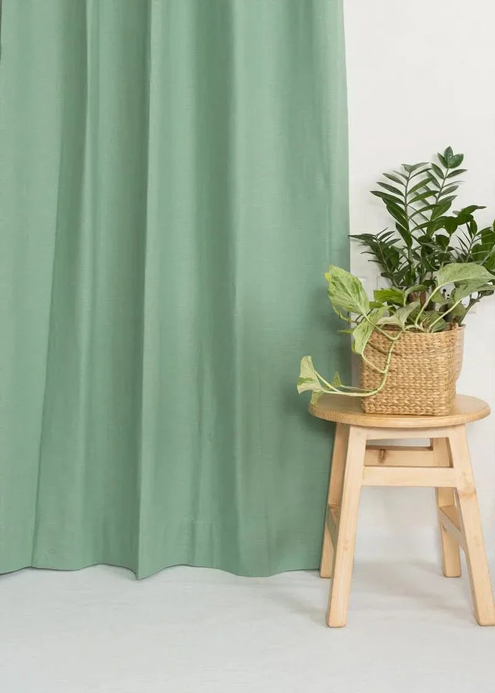 Sage 100% cotton plain curtain -Customizable for size, lining and headers