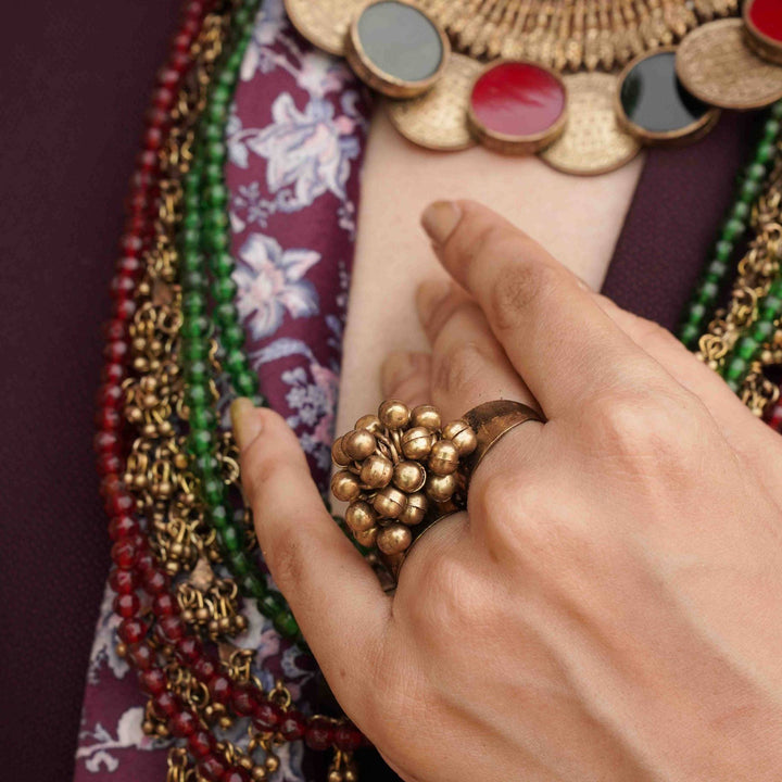 Gold Ghunghru Ring | SHOBITAM