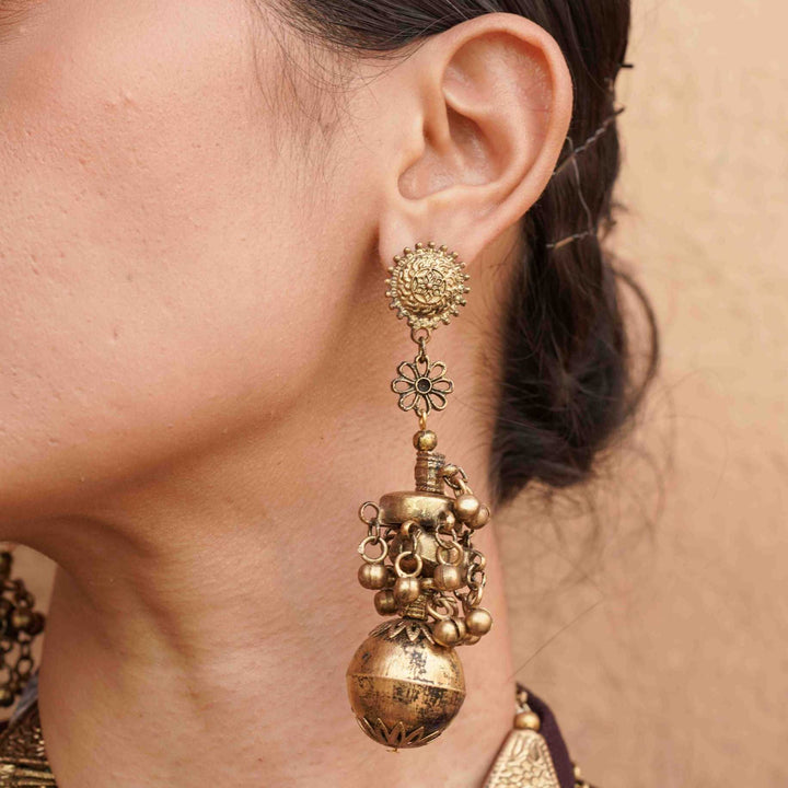 Golden Ball Earrings | SHOBITAM