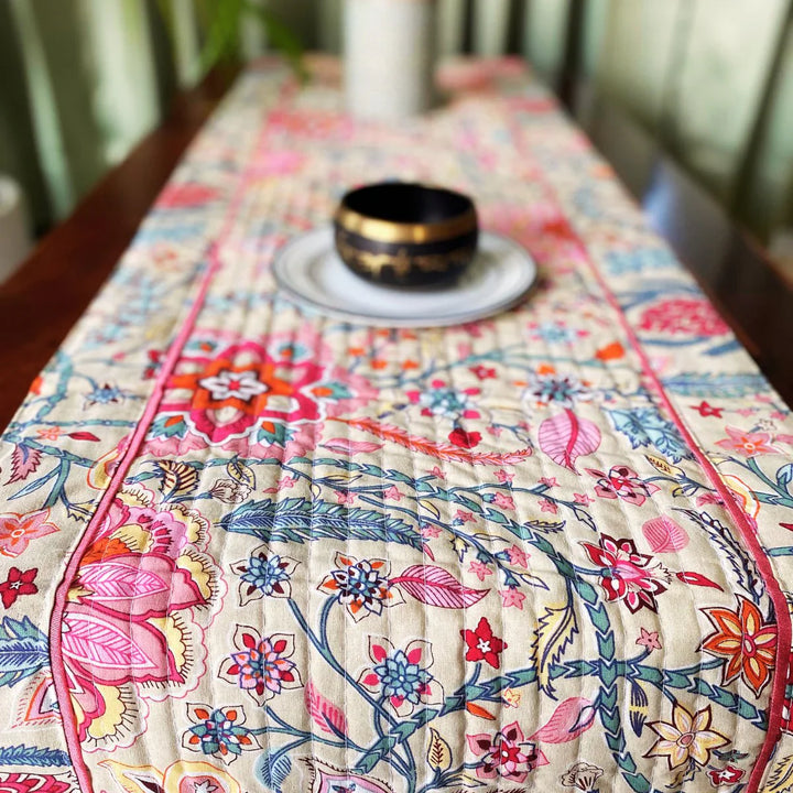 Sandstone Garden Print Table Runner, 100% cotton, 15" x 72"