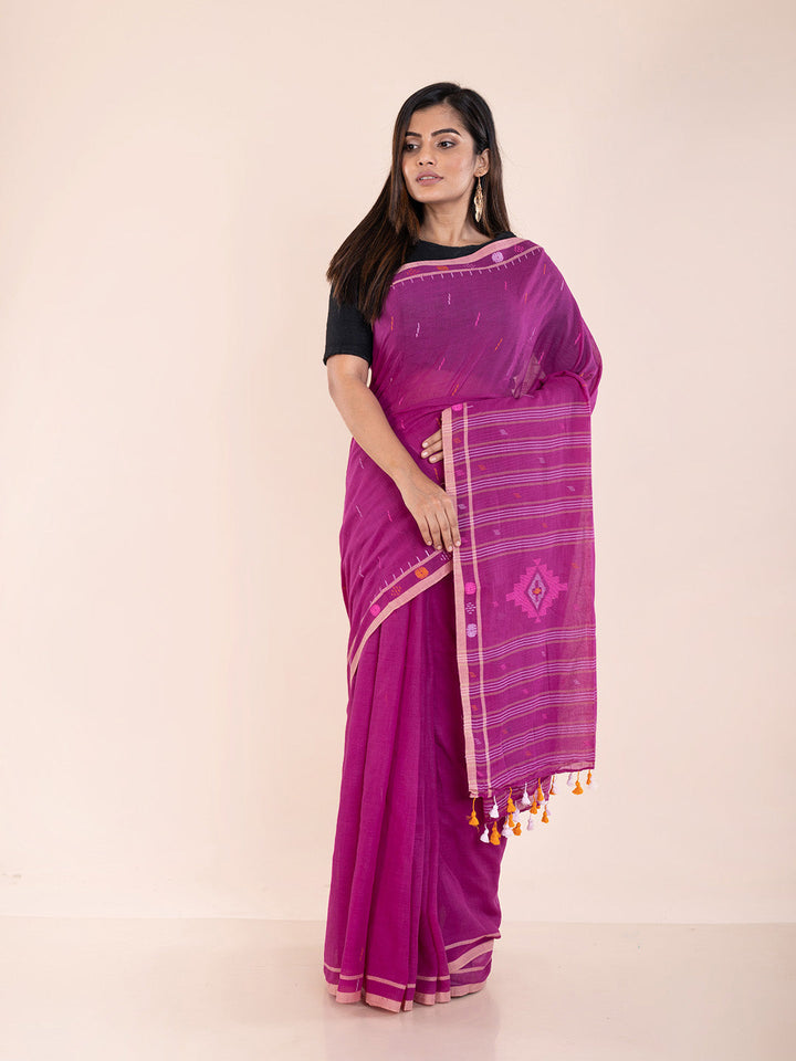 Handloom Jamdani Cotton Saree Without Blouse Piece | SHOBITAM