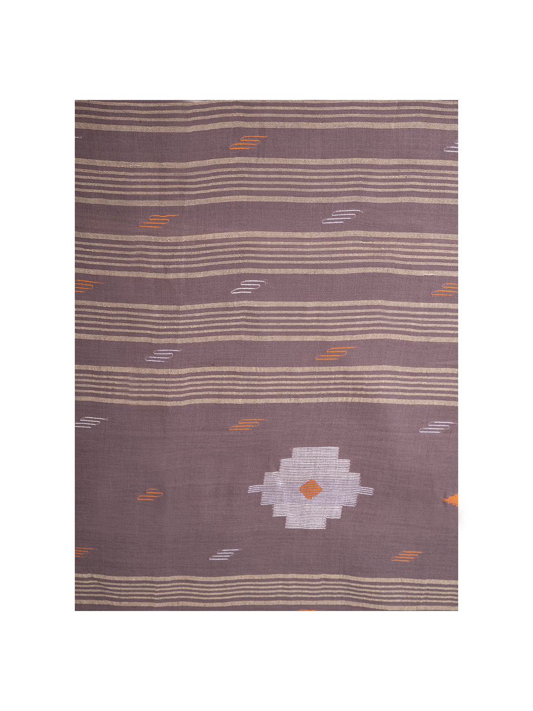 Gray Handloom Jamdani Cotton Saree With Minimal Border and Without Blouse Piece