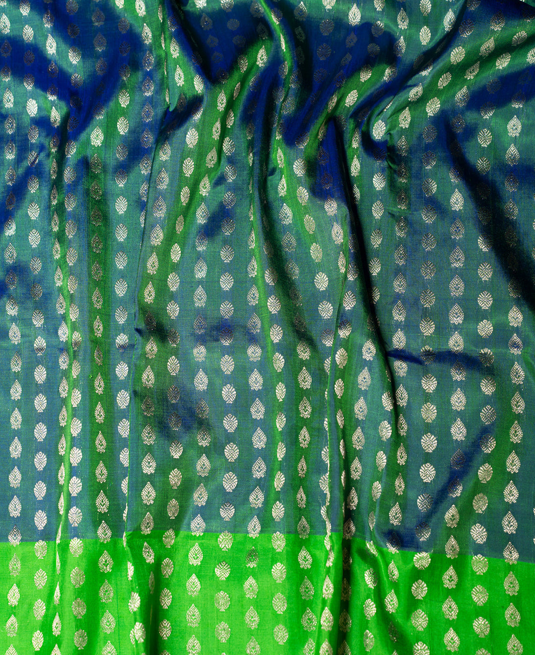 Sea Green With Green Borderless Venkatatgiri Silk Saree Sindhubhairavi | SILK MARK CERTIFIED | SHOBITAM