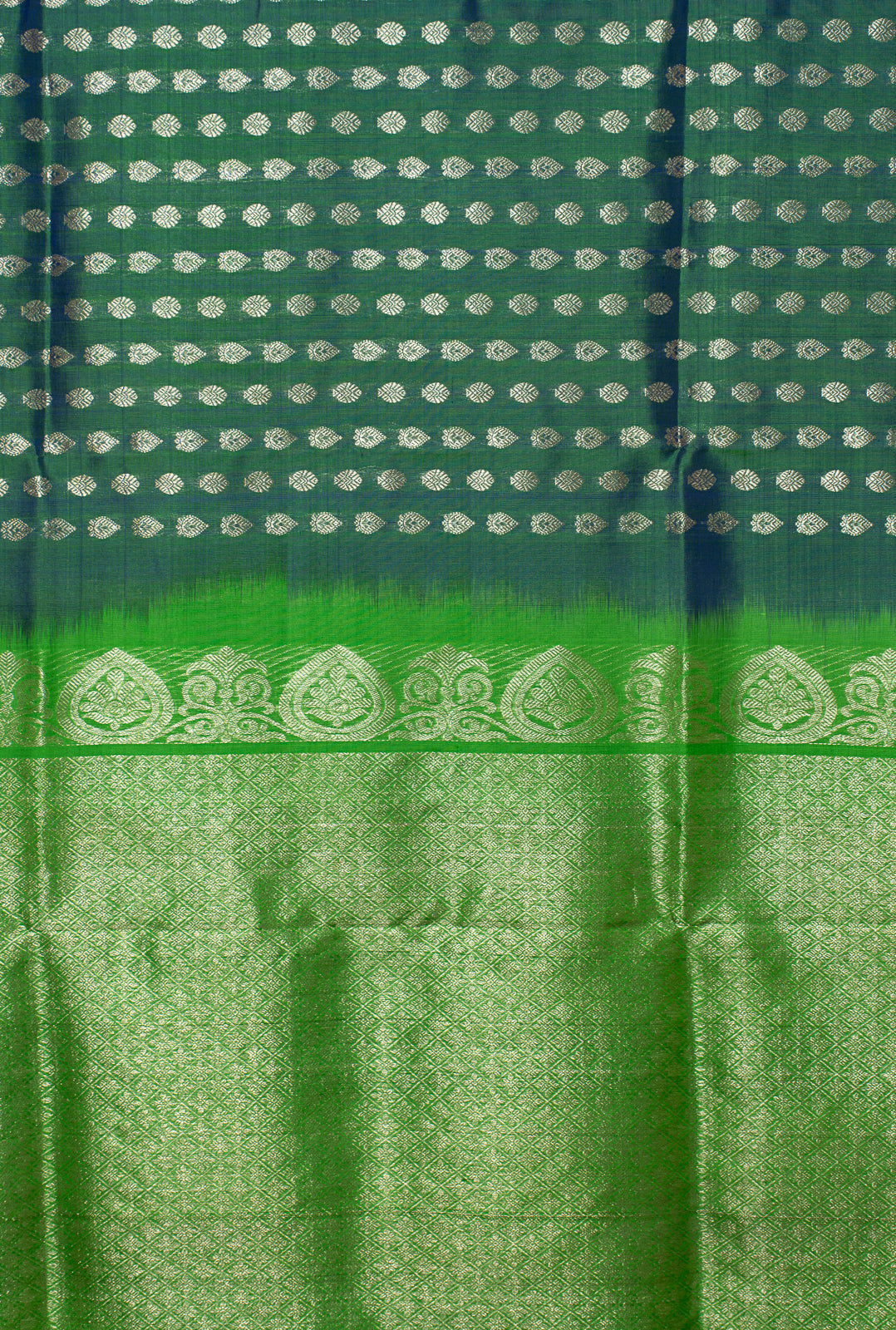 Sea Green With Green Borderless Venkatatgiri Silk Saree Sindhubhairavi | SILK MARK CERTIFIED | SHOBITAM