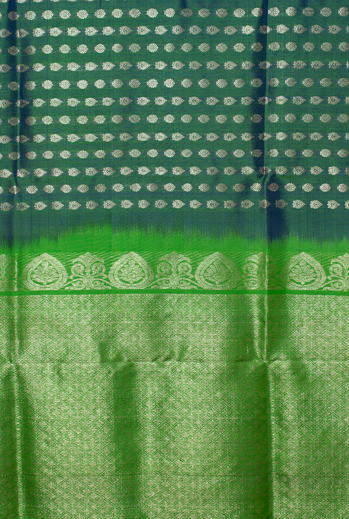 Sea Green With Green Borderless Venkatatgiri Silk Saree Sindhubhairavi | SILK MARK CERTIFIED | SHOBITAM