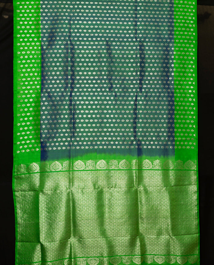Sea Green With Green Borderless Venkatatgiri Silk Saree Sindhubhairavi | SILK MARK CERTIFIED | SHOBITAM