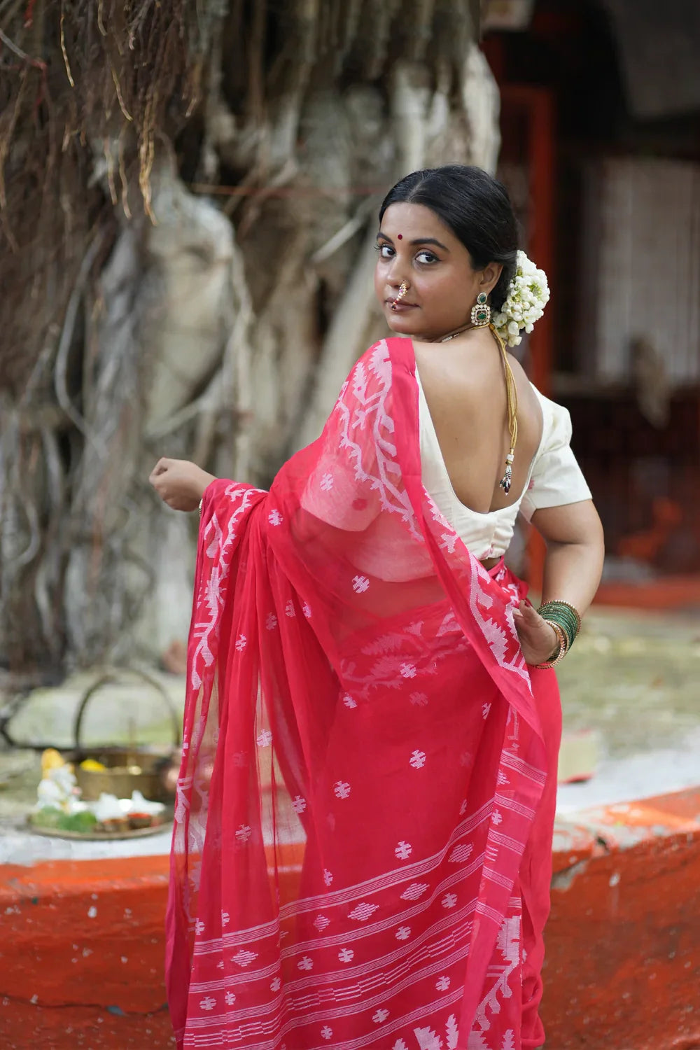 Ivory Jamdani Blouse | SHOBITAM