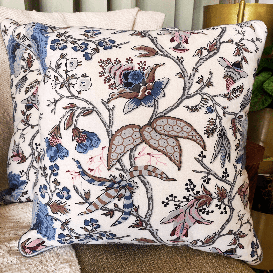 Daisy Blues Cushion Cover, 16" x 16", Pack of 2 |SHOBITAM