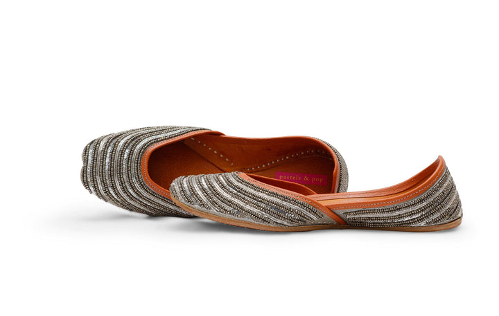 SILVER DUST - Embellished with Silver Beads and Dabka Jutti