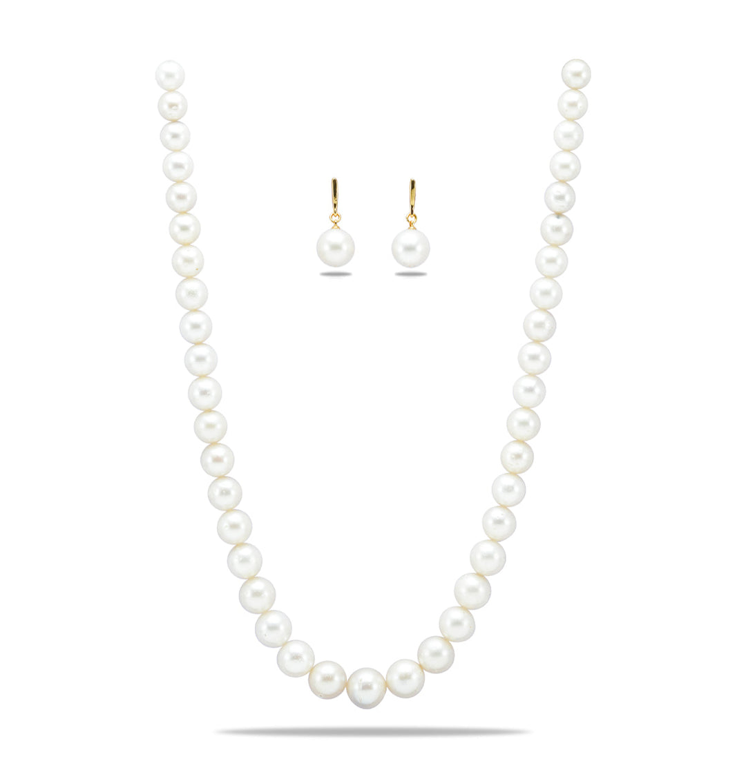 10 -13.30 MM White South Sea Pearls Necklace and earrings set