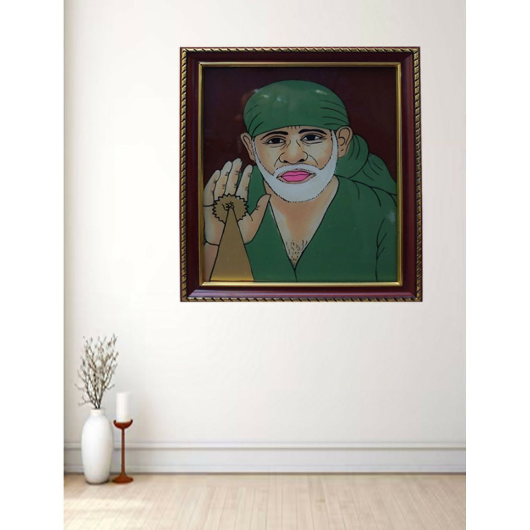 9*7*1 Reverse Glass painting of Sai Baba | SHOBITAM