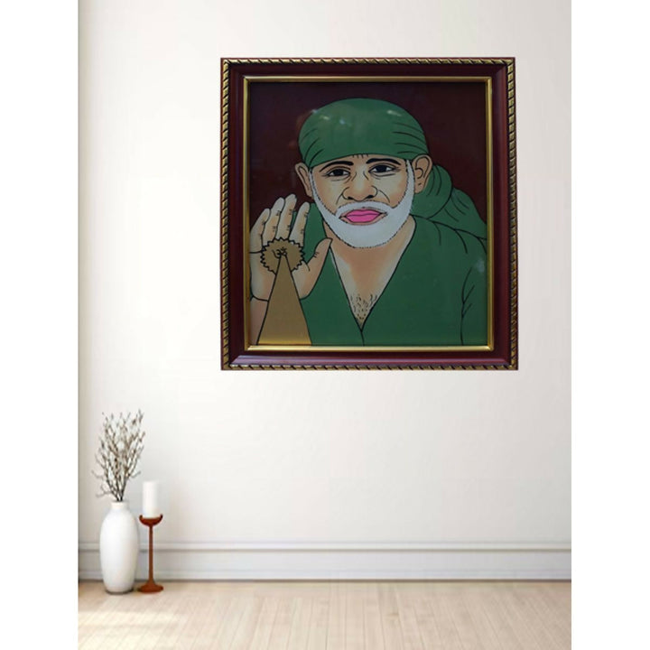 9*7*1 Reverse Glass painting of Sai Baba | SHOBITAM