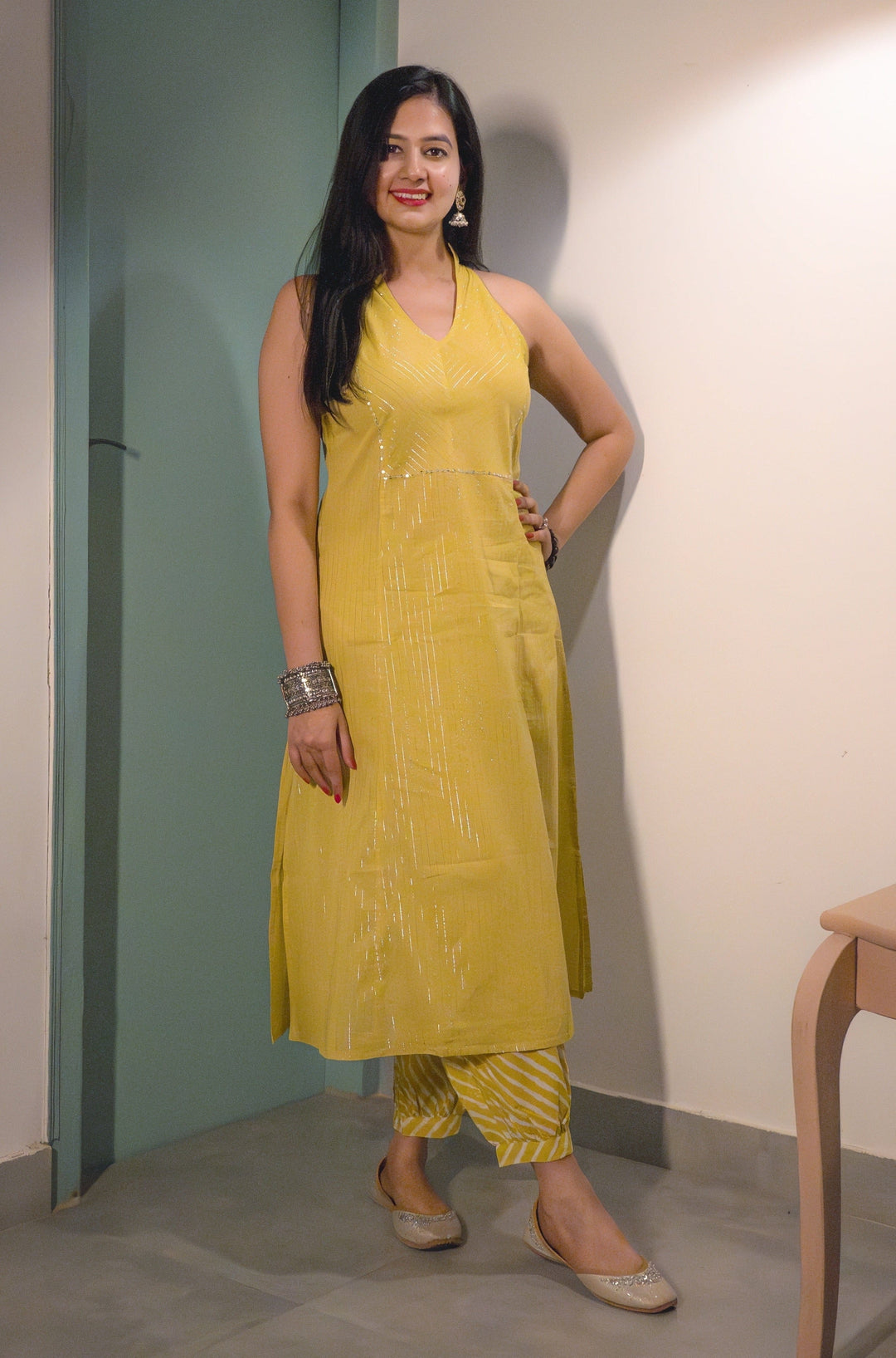 TULIP Yellow Cotton Kurta with Afghani Salwar