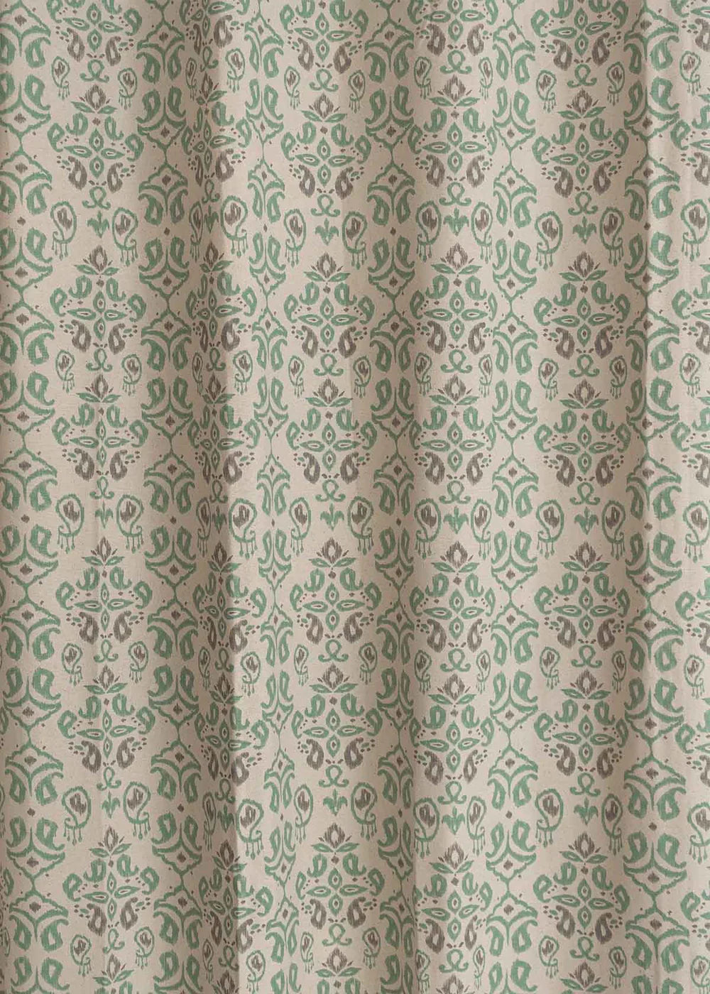 Mint And Chillies 100% cotton geometric curtain with Ikkat Print-Customizable for size, lining and headers