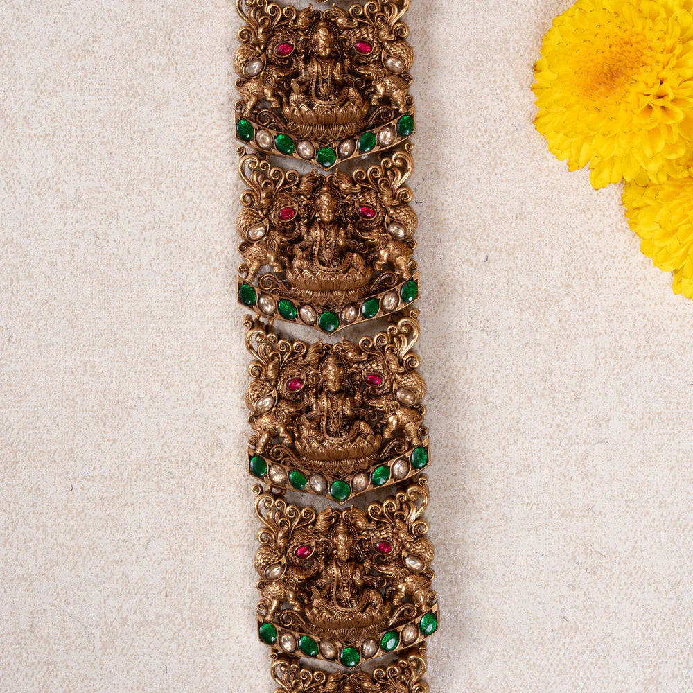 Pure 92.5 Silver, Gold Plated Gajalakshmi Mayura Jada