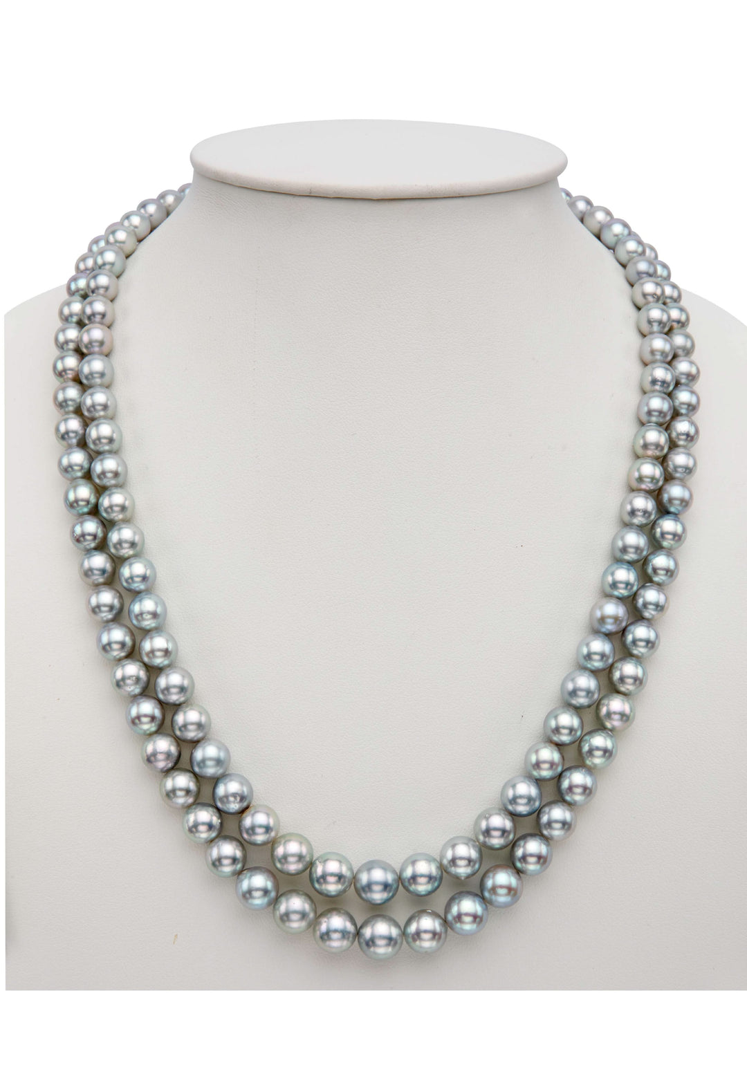 cp909 Two Strand Grey Saltwater Akoya Pearls Grading Necklace Set