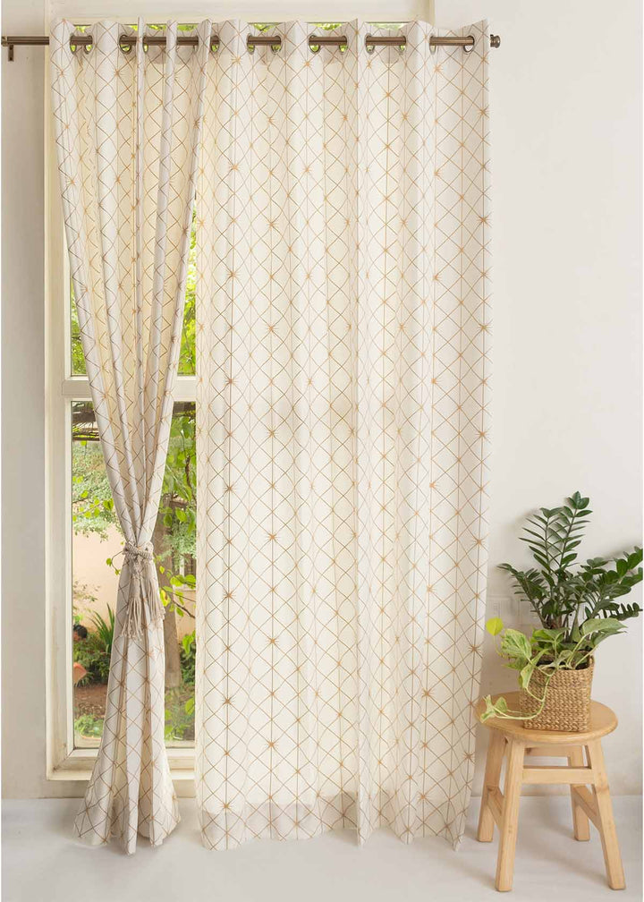 Stardust Printed 100% cotton floral curtain for Living room & bed room - Light Reduction - Single Piece | SHOBITAM