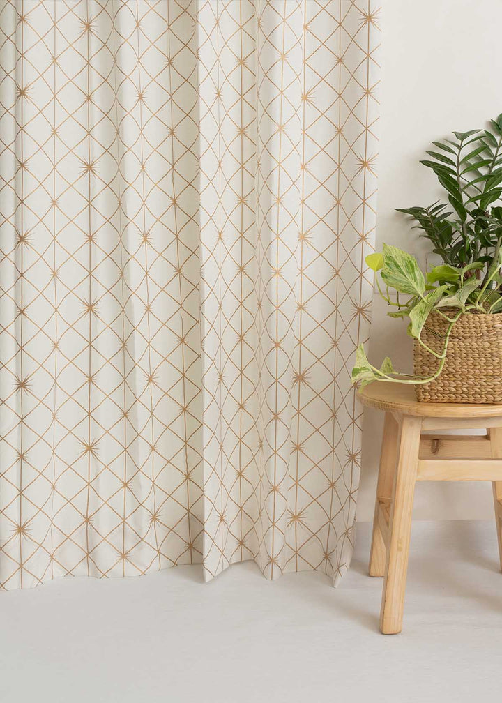 Stardust Printed 100% cotton floral curtain for Living room & bed room - Light Reduction - Single Piece | SHOBITAM