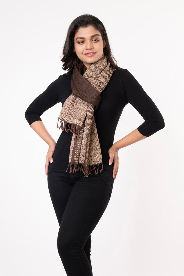 Hand woven Shibori Wool Stole | SHOBITAM