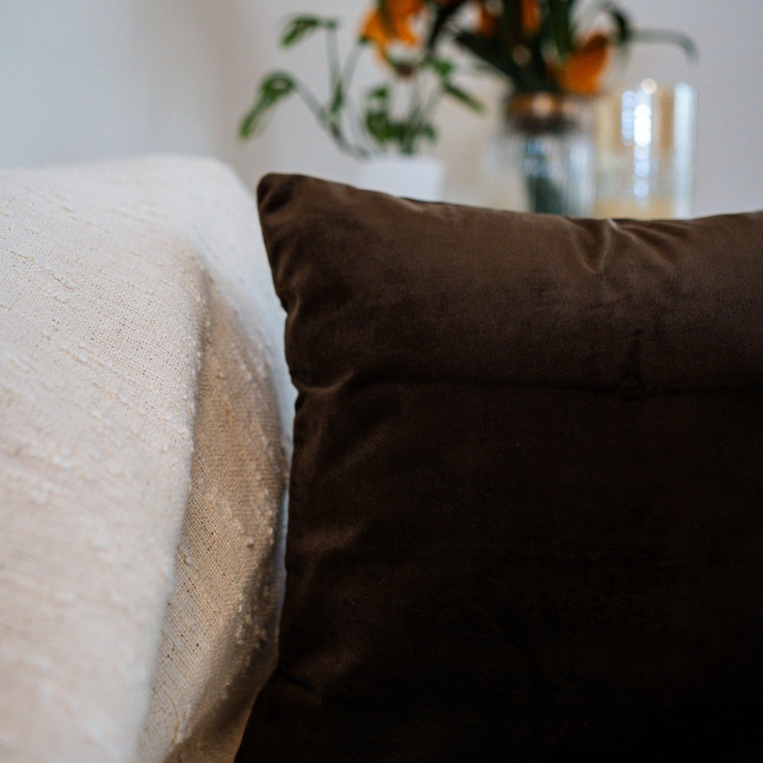 Cocoa Suede Cushion Covers Coffee, 16" x 16", Pack of 2 | SHOBITAM