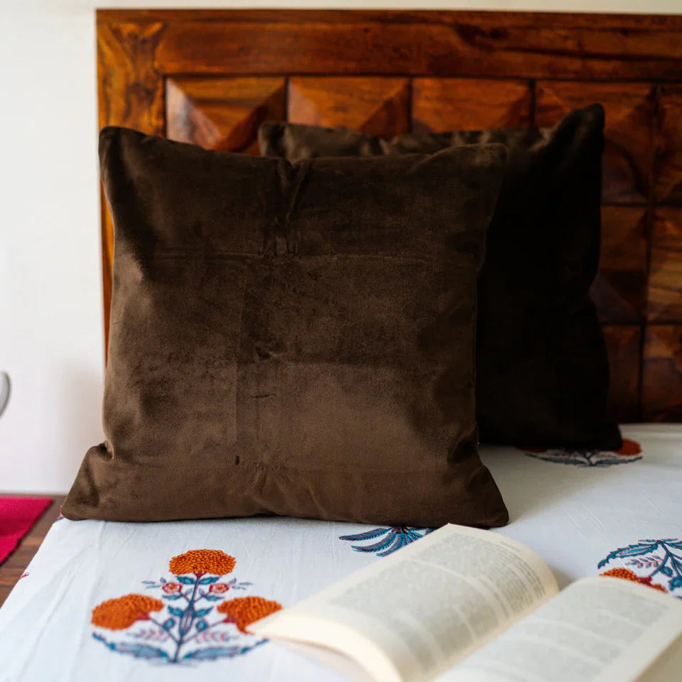 Suede Cushion Covers Coffee, 16" x 16", Pack of 2