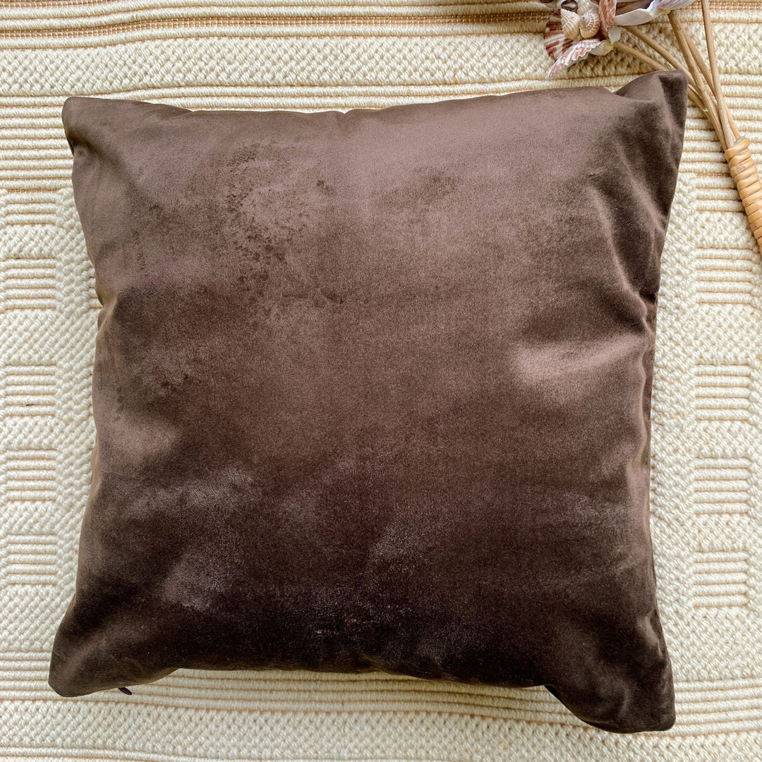 Cocoa Suede Cushion Covers Coffee, 16" x 16", Pack of 2 | SHOBITAM