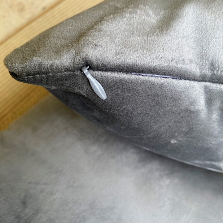 Titan Suede Cushion Covers Silver, 16" x 16", Pack of 2 SHOBITAM
