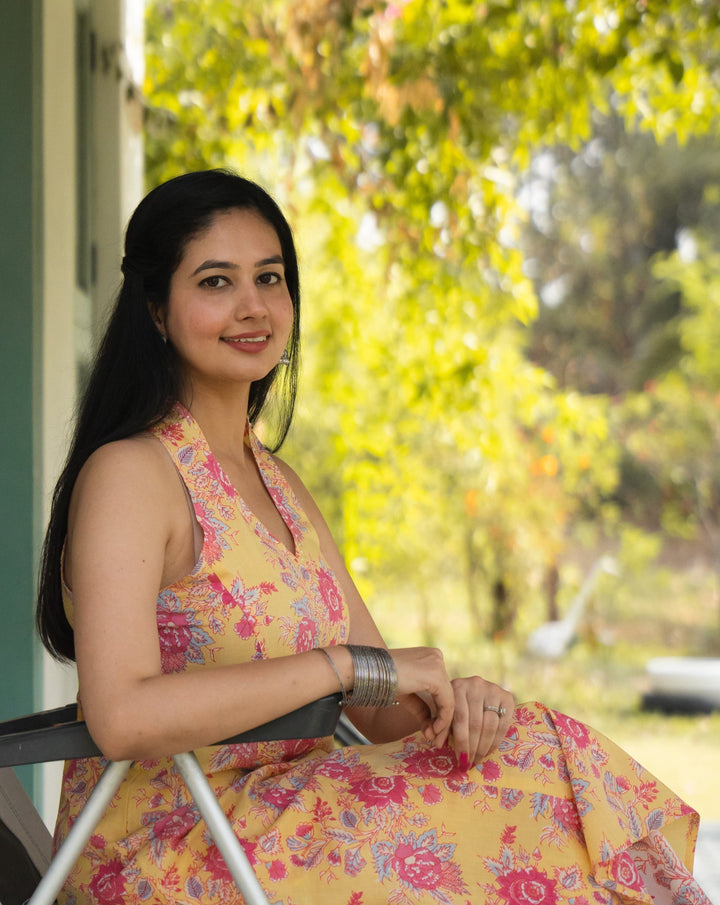 PEONY Yellow Printed Cotton Kurta Set Of 2