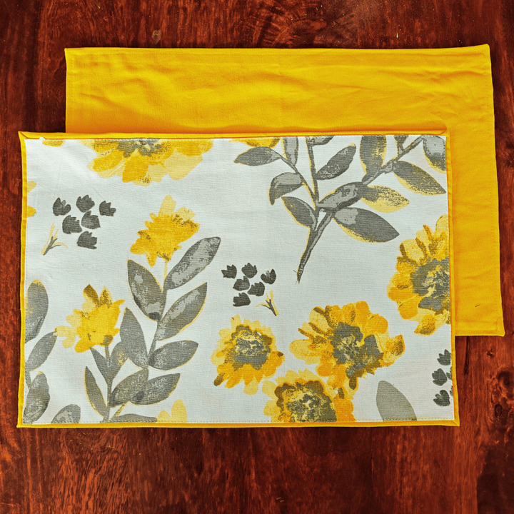 Basant Garden Printed Placemats – Cotton Canvas – Set of 6, 12" x 18"| SHOBITAM