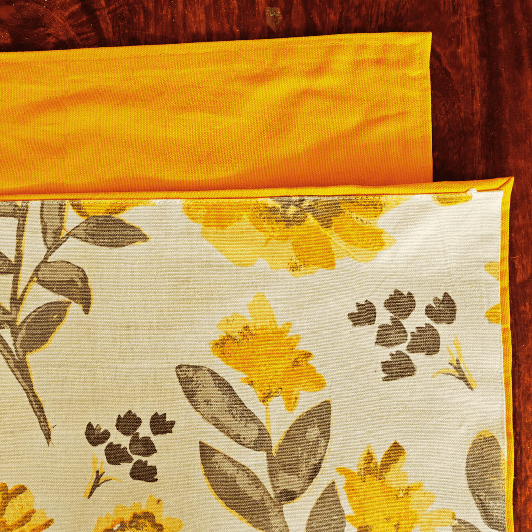 Basant Garden Printed Placemats – Cotton Canvas – Set of 6, 12" x 18"| SHOBITAM