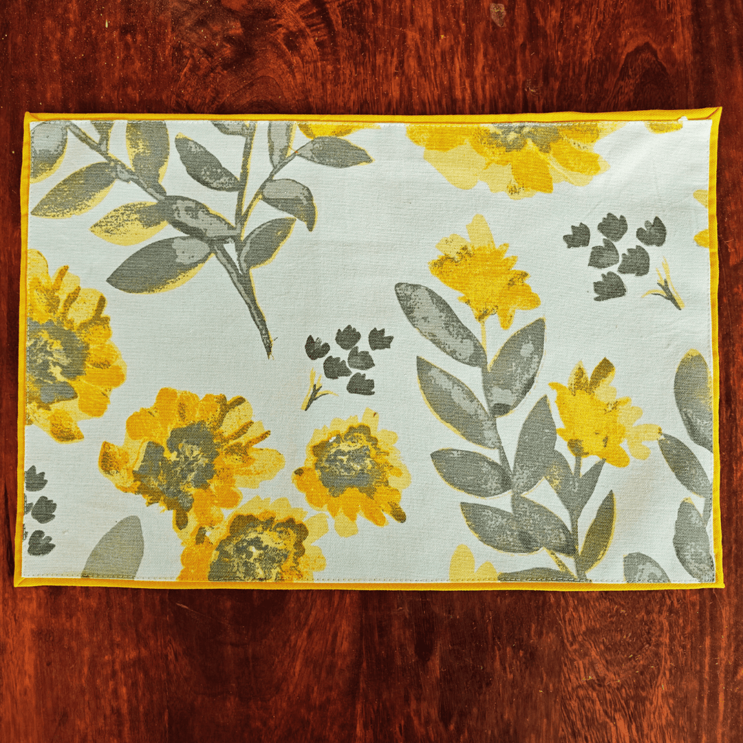 Basant Garden Printed Placemats – Cotton Canvas – Set of 6, 12" x 18"| SHOBITAM