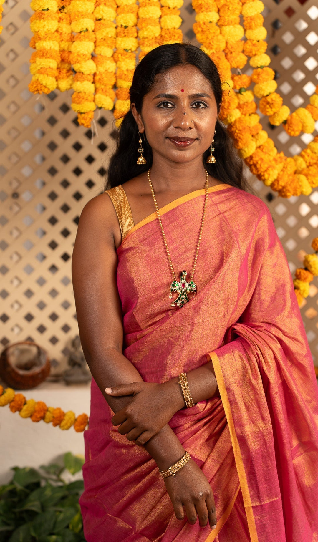 Sunrise Orange Tissue By Linen Saree Haseena | SHOBITAM